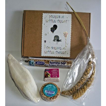 PET BIRD TREAT BOX BUDGIE CANARY FINCH COCKATIEL MILLET TREATS CUTTLEFISH IODINE