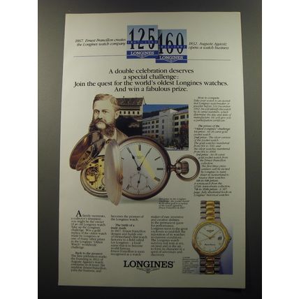 1992 Longines Watches Ad - A double celebration deserves a special challenge