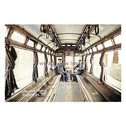 ptc5189 - Lancs - Interior of Burnley Corporation Tramcar with Staff - print 6x4