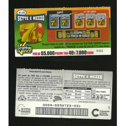Gratta e Vinci %- Sette e Mezzo - Lotto 08