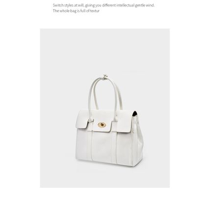 Large Capacity Soft Genuine Leather Tote Bag White