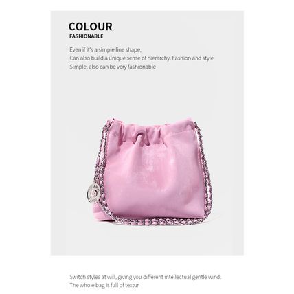 Genuine Leather Women's Handbag Beach Bag Simple Shoulder Bag Pink