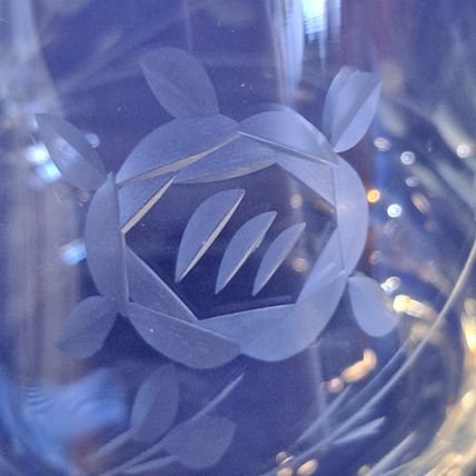 Vintage ETCHED GLASS CREAMER 4" ROSE Flower Floral Crystal