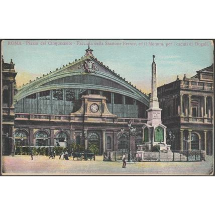 Facciata della Stazione Ferrov, Piazza dei Cinquecento, Roma, c.1905 - Cartolina