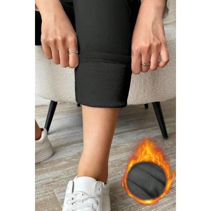 Black Thermal Lined Drawstring High Waist Leggings