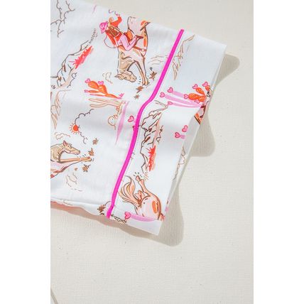 White Cowgirl Country Print Pajamas Set