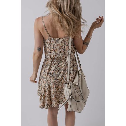 Khaki Boho Floral Printed Tie Waist Flared Sundress