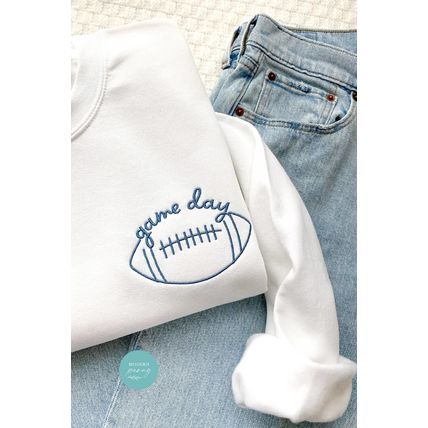 White game day Rugby Embroidered Casual Sweatshirt