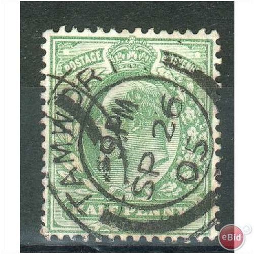 GB stamps 1902-10 -1/2d SG215 Tamworth cancel 3