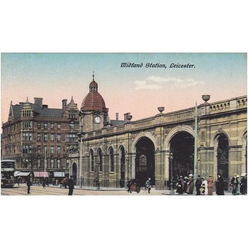 Midland Train Station Leicester Leicestershire Postcard (LEI6359)
