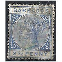 Barbados 1882 SG93 2 1/2d Ultramarine Wmk Crown CA Fine Used . .