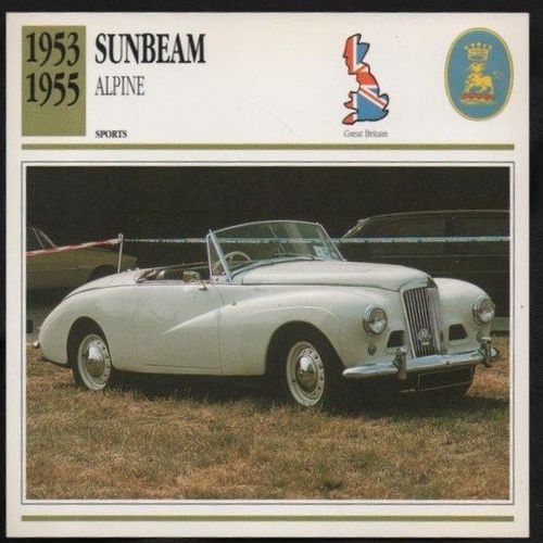 1953 to 1955 Sunbeam Alpine Classic Car Photo and Info Card