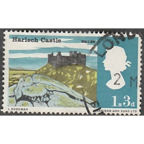 1966 Landscapes, 1/3d Value, Harlech Castle, Wales. Fine Used