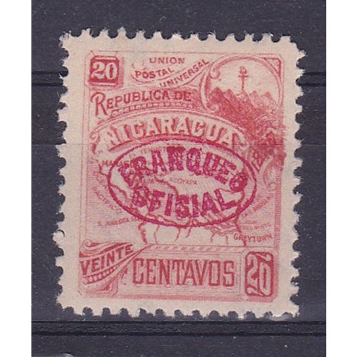 NICARAGUA 1897 OVERPRINT FRANQUEO OFFICIAL ON 20c VALUE MINT
