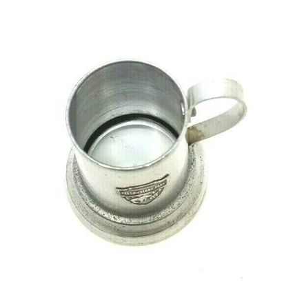 Yellowstone Park Souvenir Aluminum Mini Stein Mug Shot Glass Clear Bottom Vtg