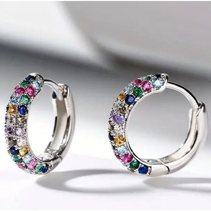Women Jewelry Luxury 925 Silver Plated Hoop Earring Cubic Zircon Wedding Jewelry