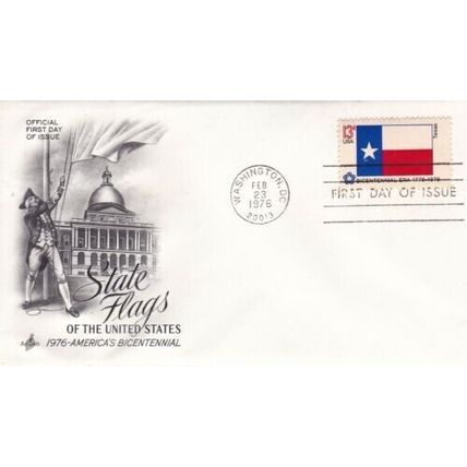 United States 1976 Texas State Flag FDC Washington DC cancel Unaddressed VGC
