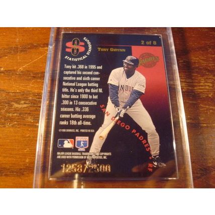 1996 Leaf, Statistical Standouts, #'d 1258/2500, TONY GWYNN, Padres #2