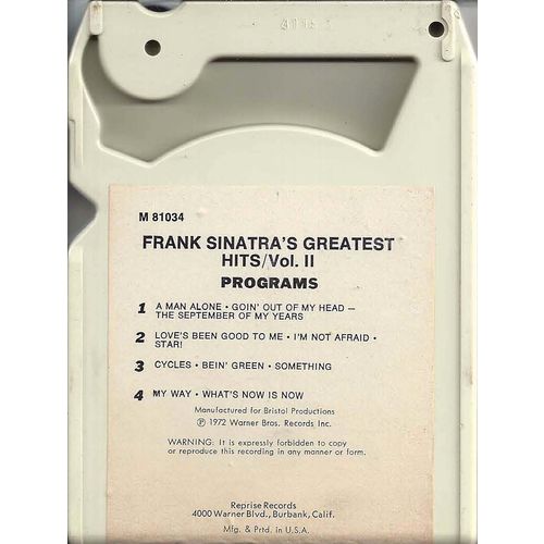 8-Track Tape #M-81034 - "Frank Sinatra's Greatest Hits" Vol. 2