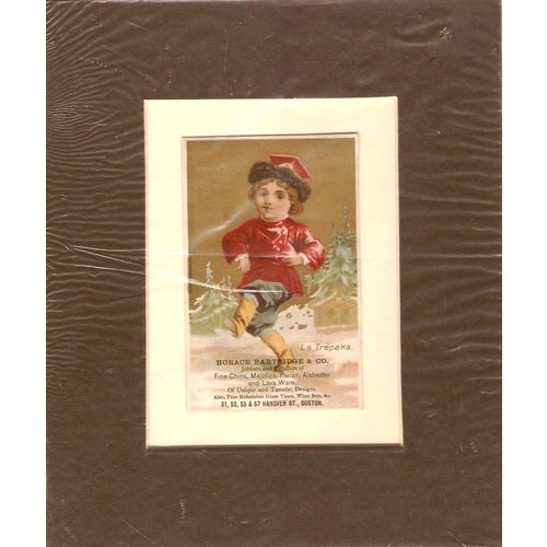 Framed advertising card circa 1880 Horace Partridge china of Boston USA