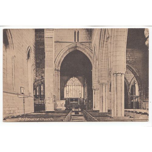 Ashbourne Church Interior Derbyshire Postcard