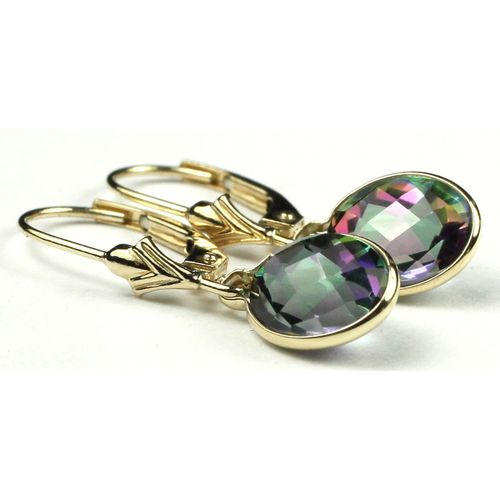 Mystic Fire Topaz, 14KY Gold Leverback Earrings, E001