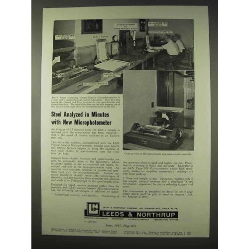 1947 Leeds & Northrup Microphotometer Ad - Steel