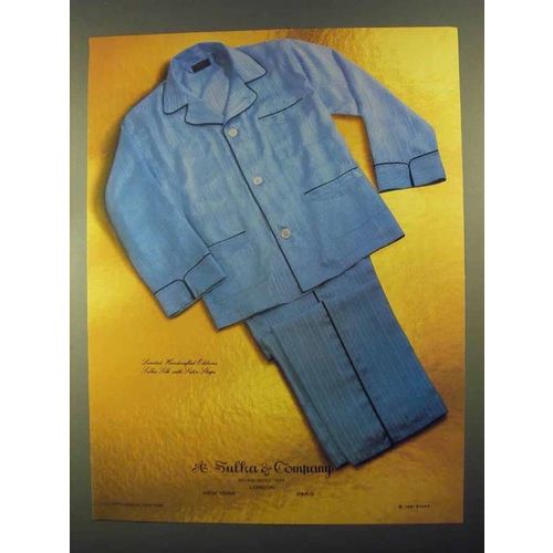 1981 A. Sulka & Co. Ad - Silk with Satin Stripe Pajamas