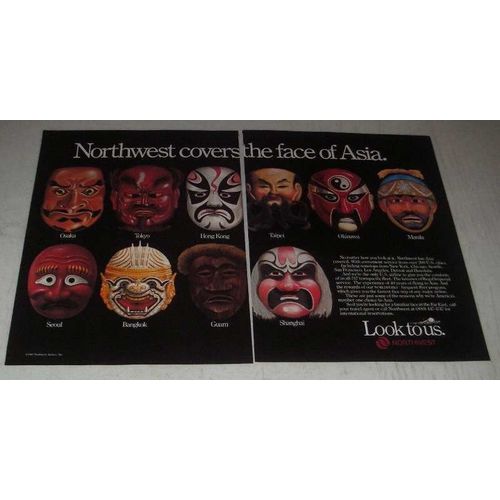 1987 Northwest Airlines Ad - Covers the Face of Asia