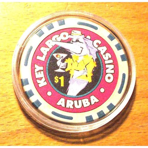 Key Largo $1. Casino Chip - Aruba - Closed - Bud Jones Mold - Large Inlay