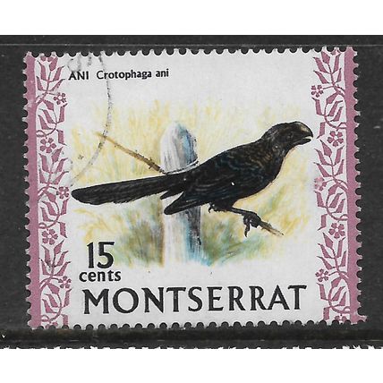 MONTSERRAT 1970 BIRDS 15c SMOOTH BILLED ANI BIRD SG 248 FINE USED