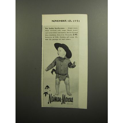 1951 Neiman-Marcus Diaper Jeans and Ranch Jacket Advertisement