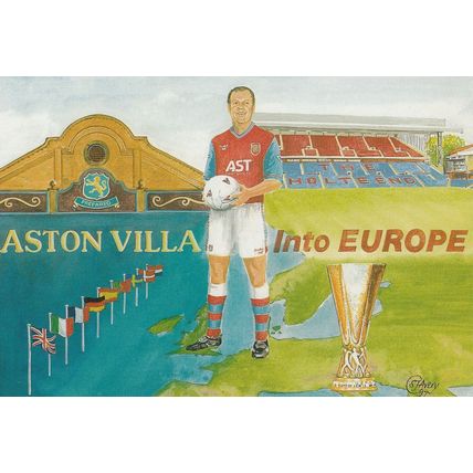 Aston Villa European Football Club 1990s Cup Painting Postcard