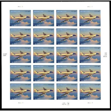 4144, $4.60 Air Force One Priority Mail Sheet of Twenty Stamps VF - Stuart Katz