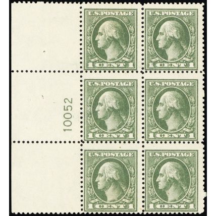536, Mint 1¢ F/VF NH Plate Block of Six Stamps Cat $400.00 - Stuart Katz