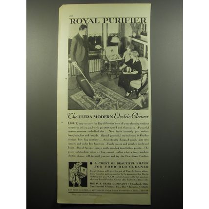 1932 P. A. Geier Royal Purifier Cleaner Ad - The Ultra Modern Electric Cleaner