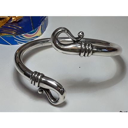 Estate 6mm Tube & Curled Bar End Sterling Silver KBN twist on Bangle #18481