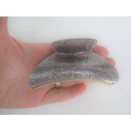 Gray rose iridescent colorful glitter sparkle hair claw clip for thick hair