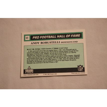 Andy Robustelli 1990 Swell Pro Football Hall of Fame NO. 43