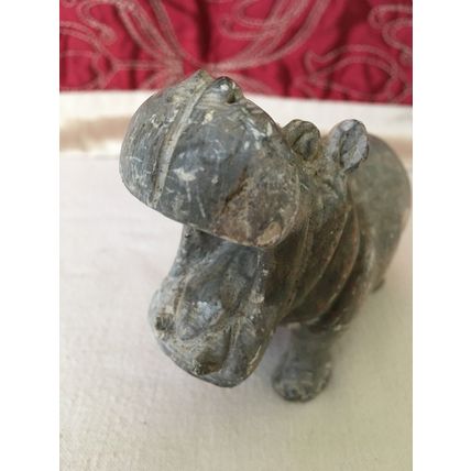 African Art Hand Carved Soapstone Hippo Hippopotamus Sculpture Collectable