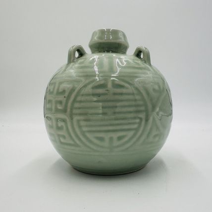 Antique Spirit Pot Chinese Celadon Ceramic Pouring Jug Green Glossy Round