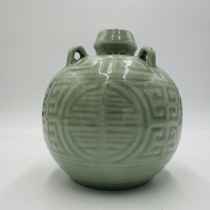 Antique Spirit Pot Chinese Celadon Ceramic Pouring Jug Green Glossy Round