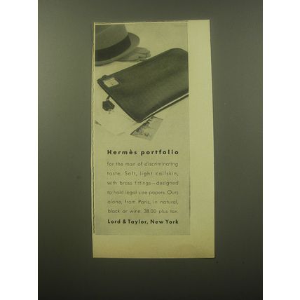 1959 Lord & Taylor Hermes Portfolio Advertisement