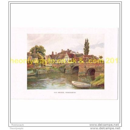 OLD BRIDGE, TEWKESBURY, GLOUCESTERSHIRE, ENGLAND, BOOK ILLUSTRATION c1920