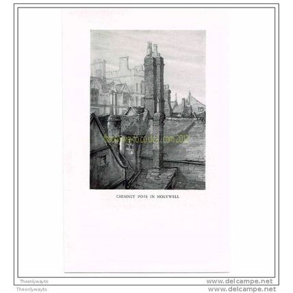 CHIMNEY POTS IN HOLYWELL, FROM OXFORD IN BRUSH & PEN, BOOK ILLUSTRATION 1949