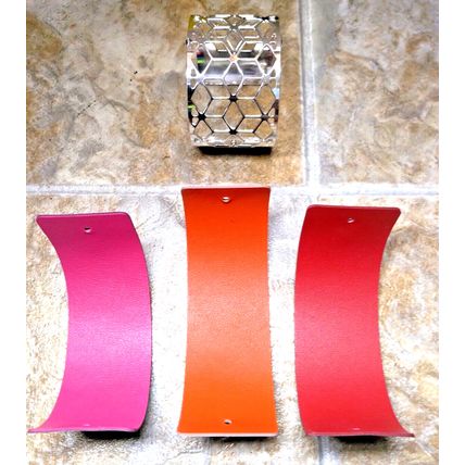 Les Georgettes by Altesse Brass Silver Finish Cuff Bracelet & 3 Leather Inserts