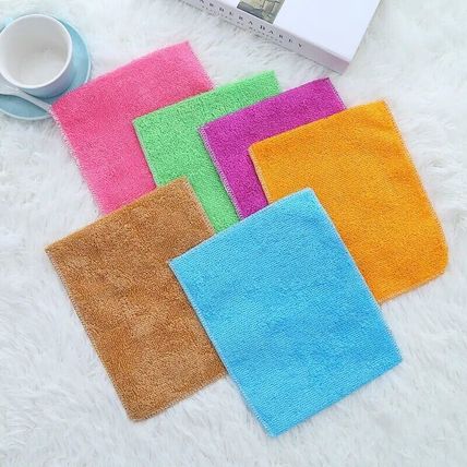 12 Pack Dish Cloth Bamboo Fiber Washing Towel Kitchen Cleaning Wiping Rags
