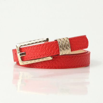 versatile women's leather thin belt vintage chic pattern decorative waist belt