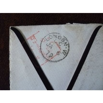 1879 GB QV 1d Red stamp plate no 171 mourning cover Bedford Burlison & Grylls