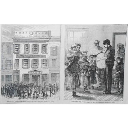 Relieving The Poor - Harper's Weekly, Feb. 29 1868 Original, Story & Two Prints